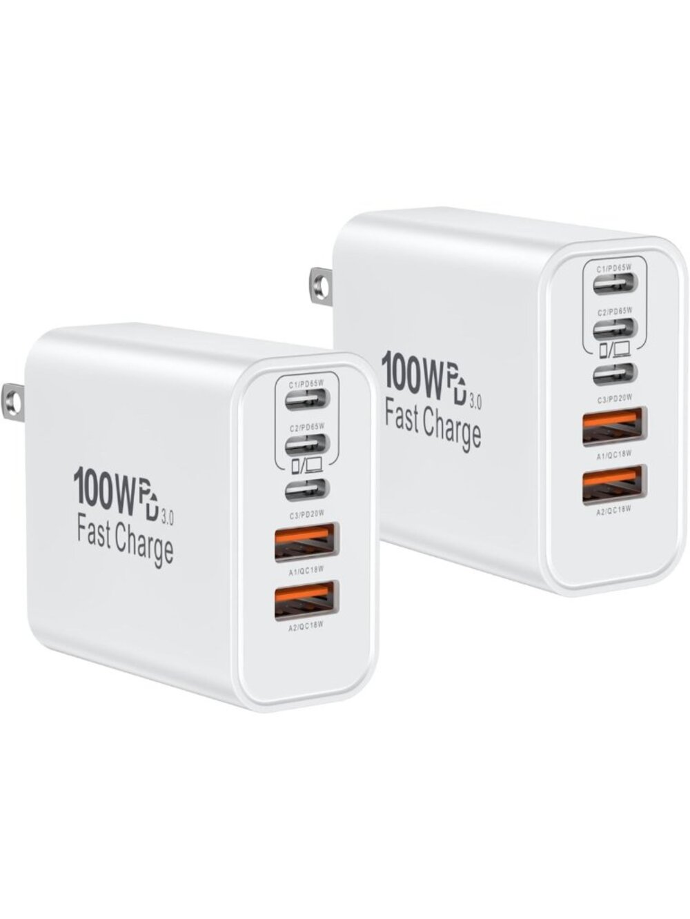 100W USB C Charger Block - Super Fast Charging, Compact Design, Travel Ready
